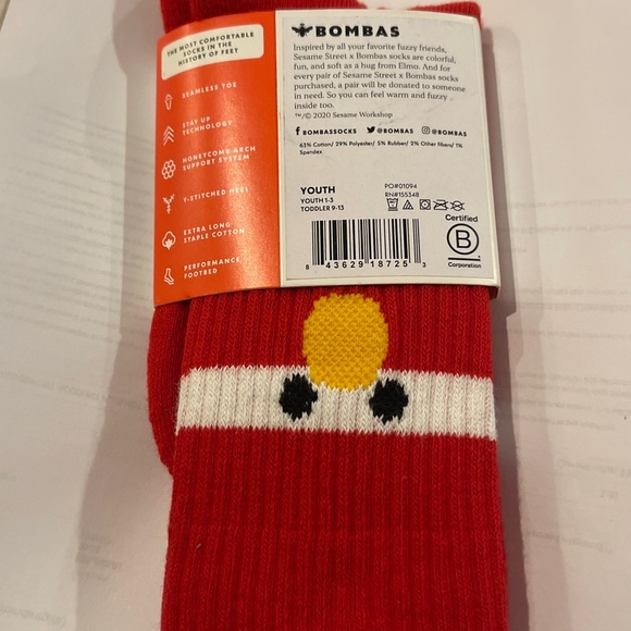 SOLD! Bombas Sesame Street / ELMO / YOUTH Calf Socks “50th Anniversary” NEW 1PR - Picture 7 of 15